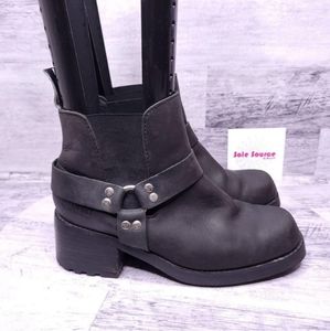 Bongo Harness Leather Moto Boot Black 8